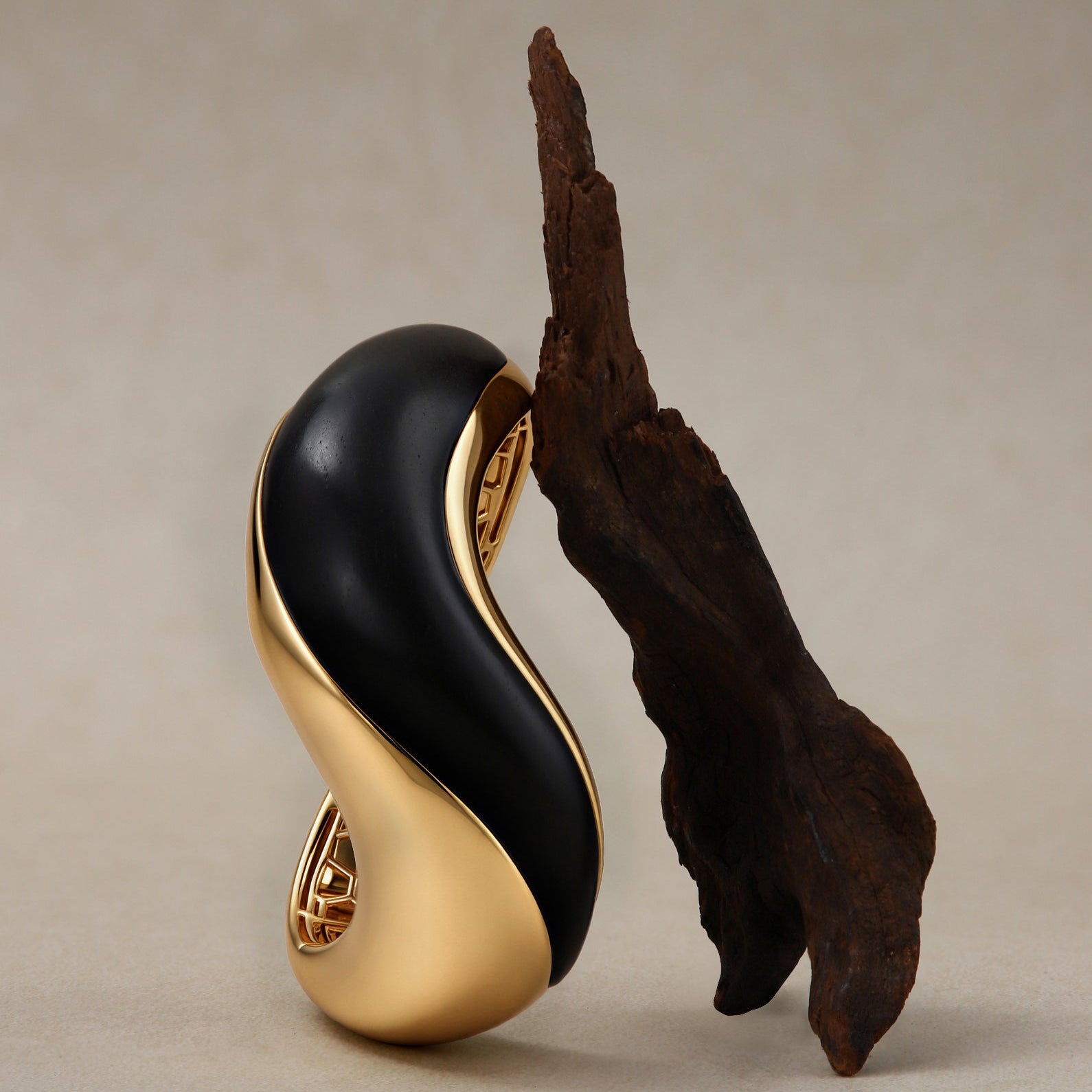 Terra Collection: Sculptural Ebony Wood Jewelry by Belvria