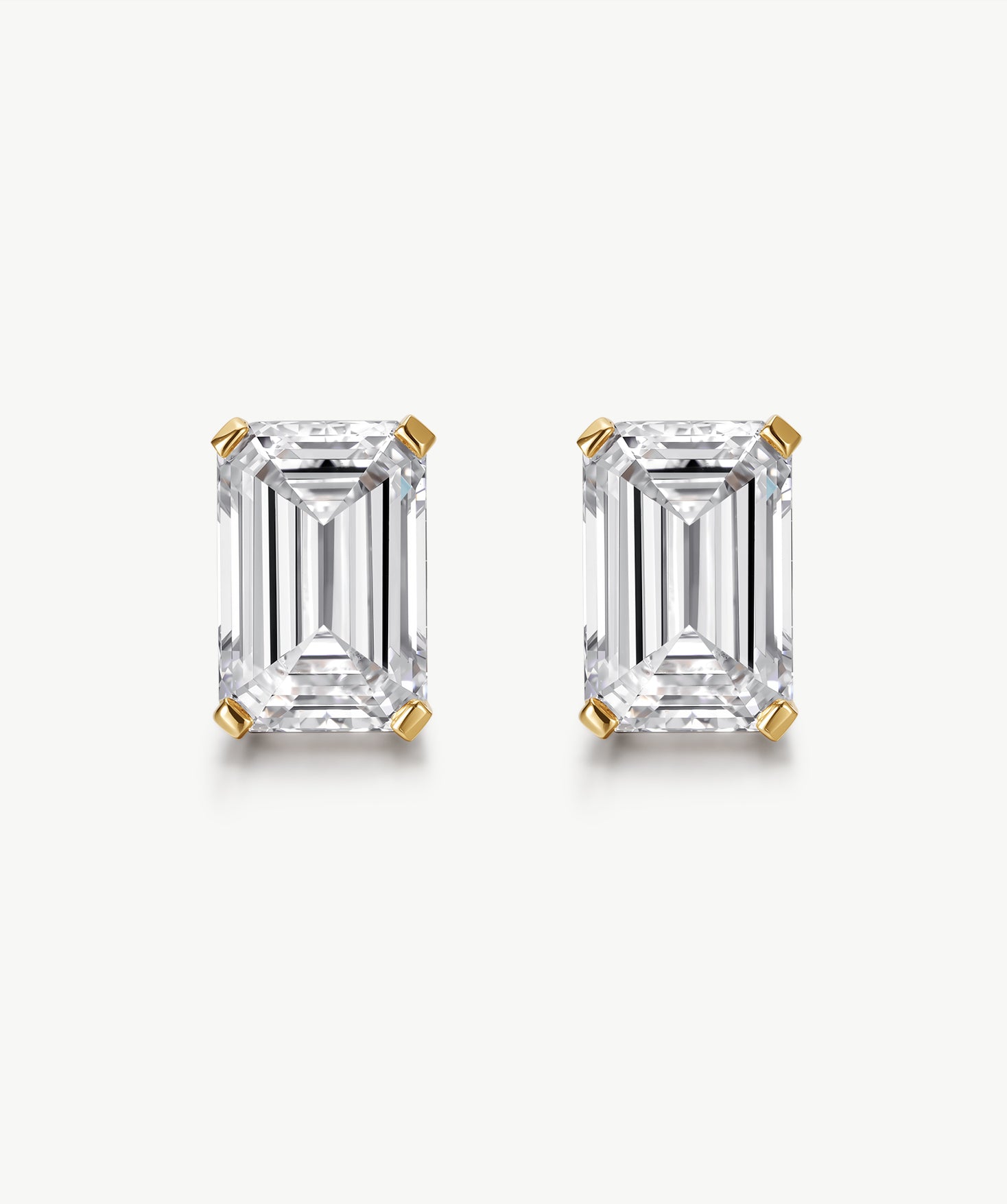 18K Gold Emerald-Cut Lab-Grown Diamond Stud Earrings | Belvria