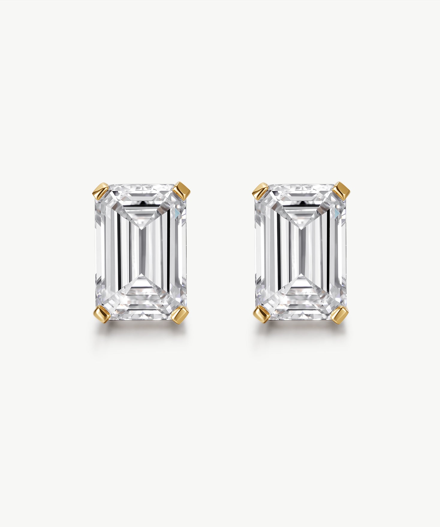 18K Gold Emerald-Cut Lab-Grown Diamond Stud Earrings | Belvria