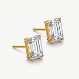 18K Gold Emerald-Cut Lab-Grown Diamond Stud Earrings | Belvria