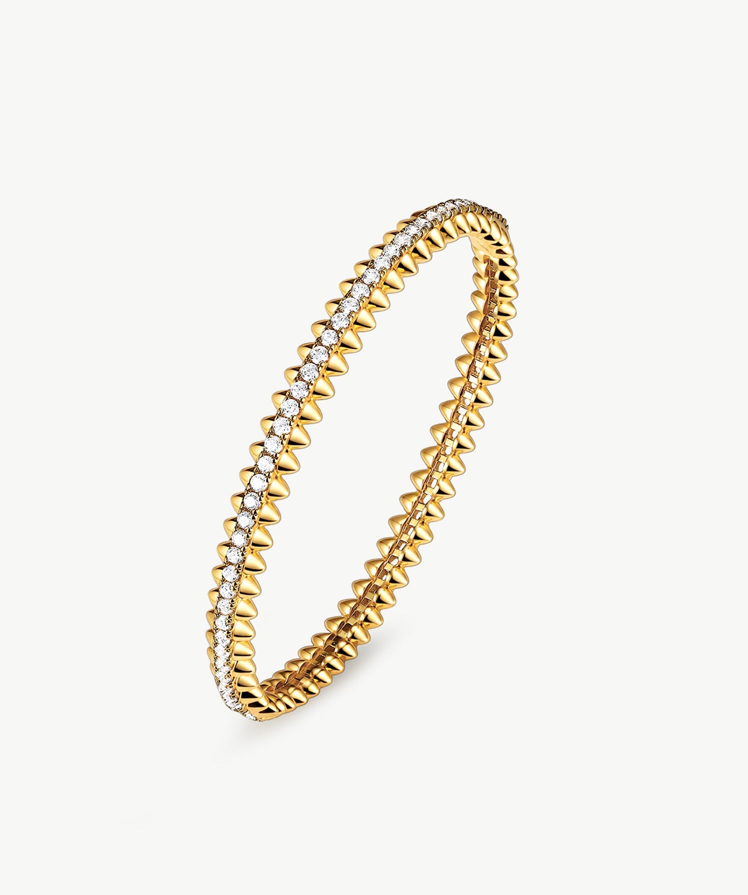 Gold Spiked Statement Bangle Bracelet | Belvria