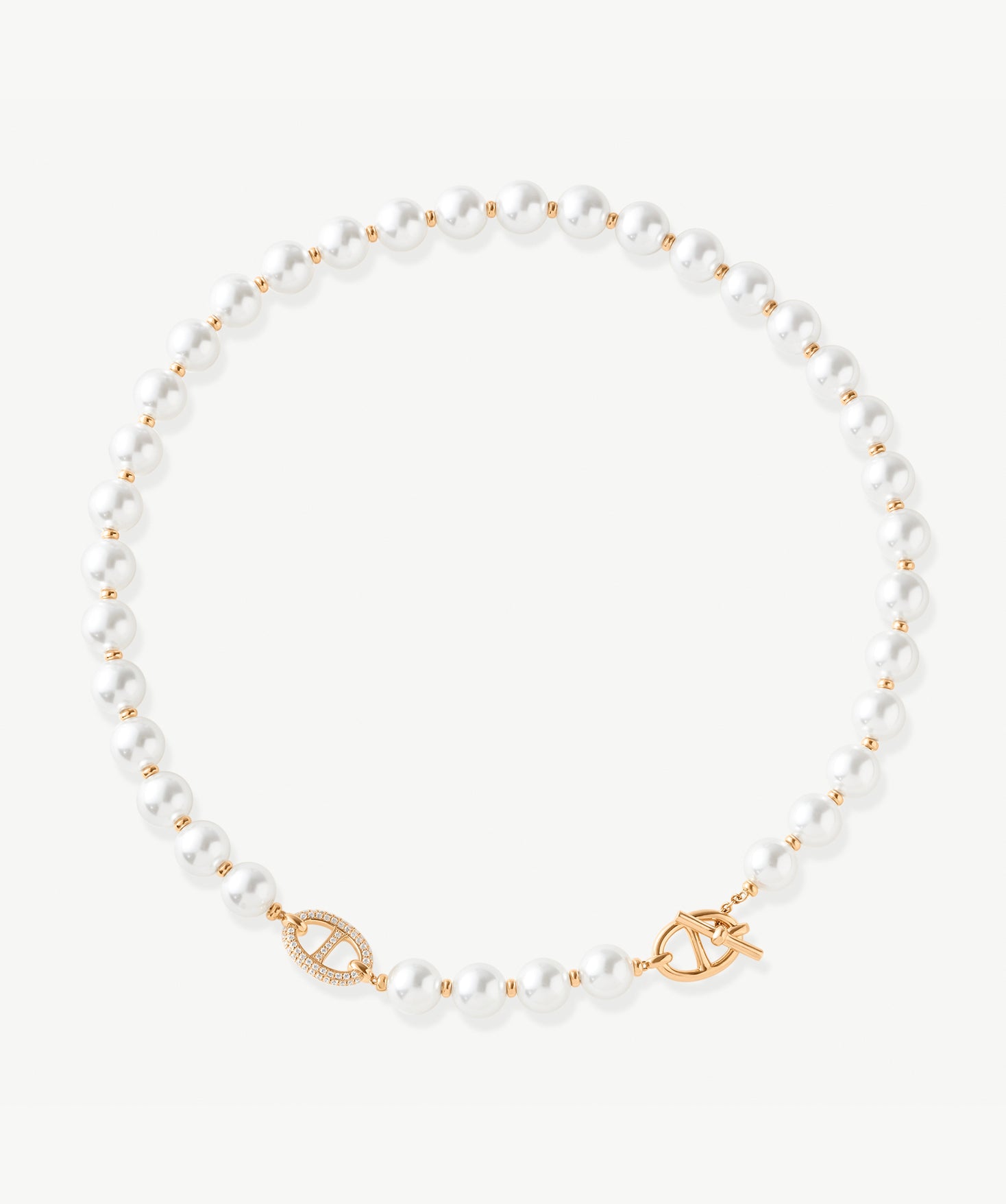Gold Pearl Toggle Necklace with Mariner Links | Belvria