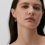 Gold Black Agate Coin Drop Earrings | Belvria