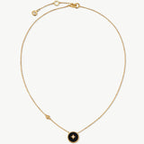 Gold Black Agate Coin Pendant Necklace | Belvria