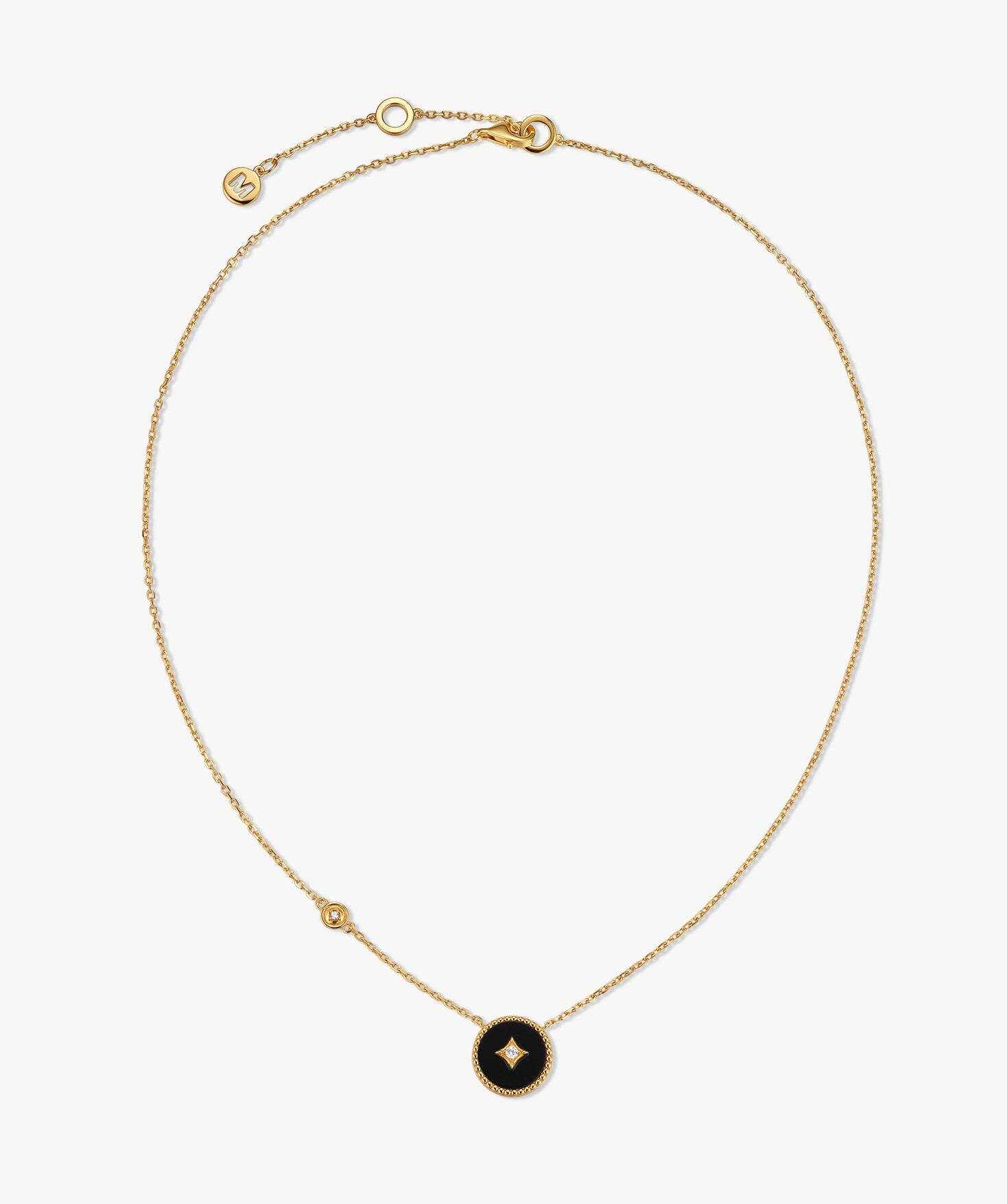 Gold Black Agate Coin Pendant Necklace | Belvria