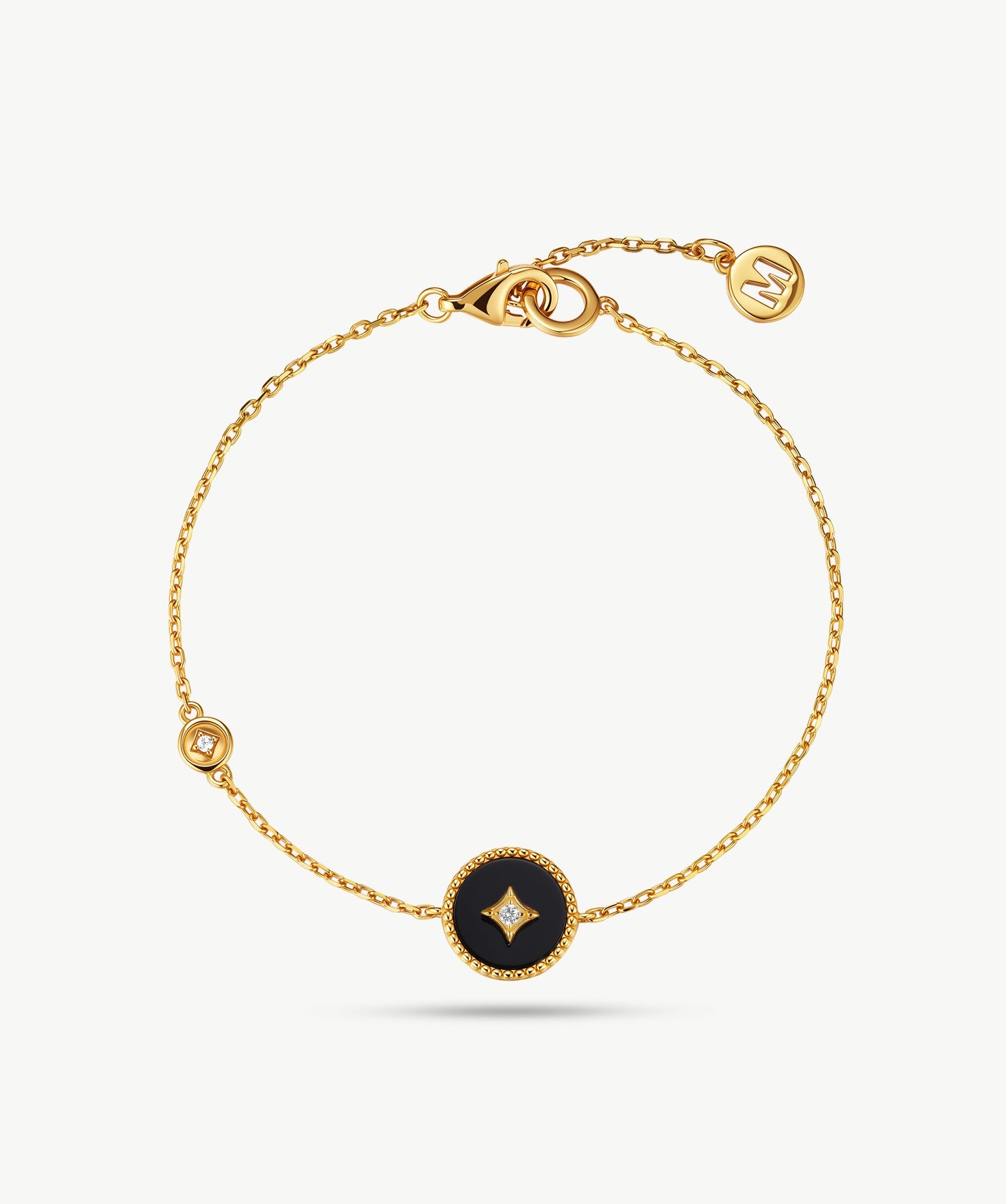 Black Agate Bracelet in Gold Vermeil | Belvria