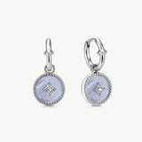 Blue Lace Agate Drop Hoop Earrings | Belvria