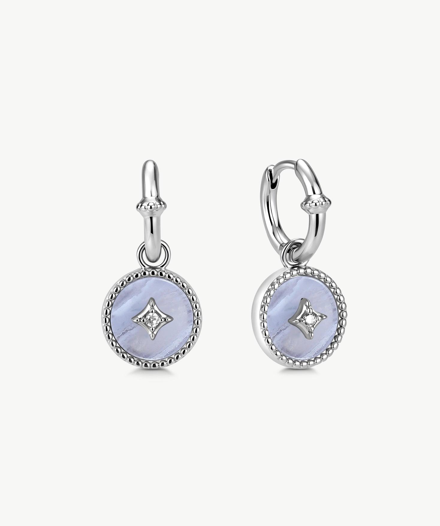 Blue Lace Agate Drop Hoop Earrings | Belvria