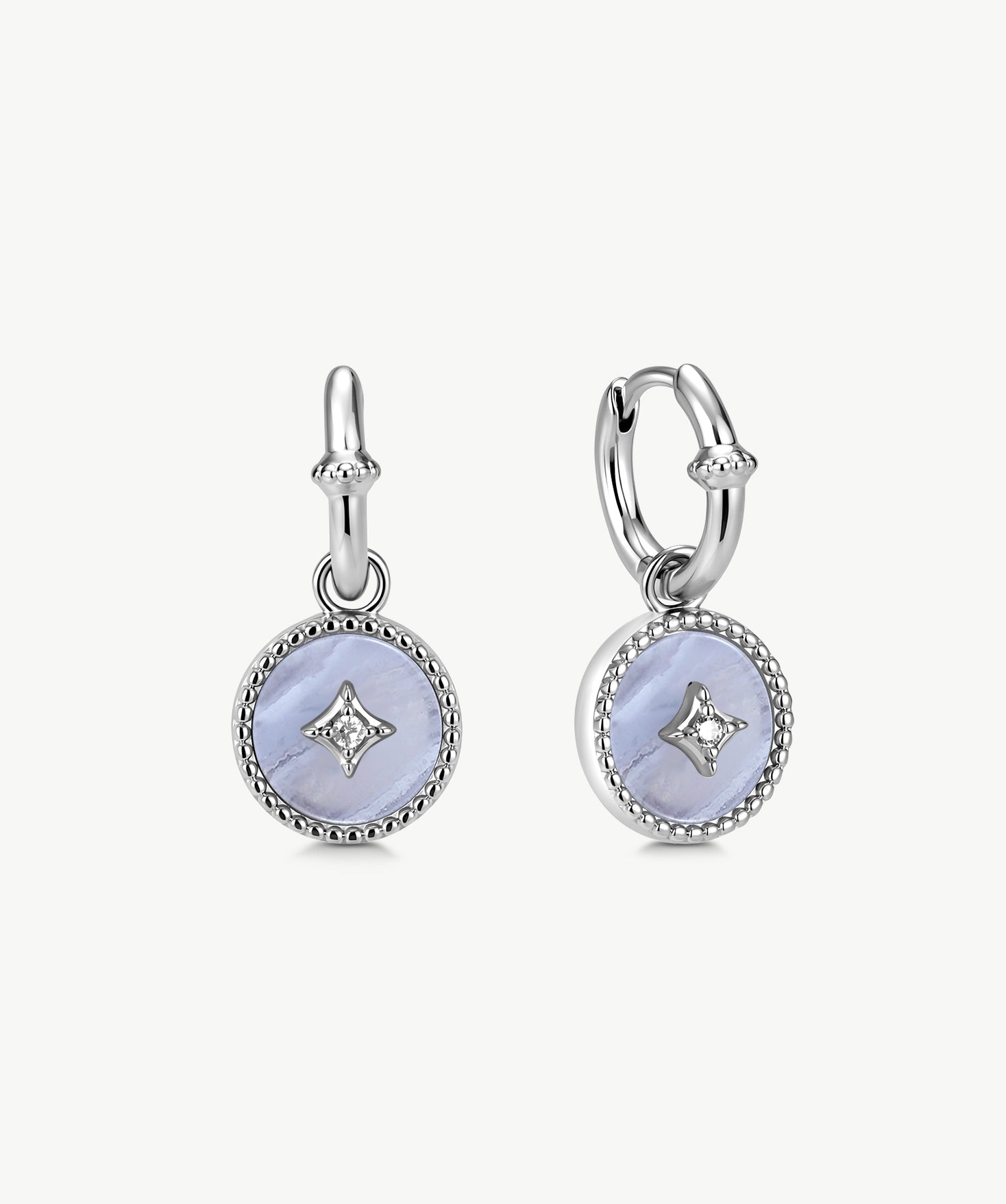 Blue Lace Agate Drop Hoop Earrings | Belvria