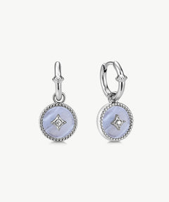 Blue Lace Agate Drop Hoop Earrings | Belvria