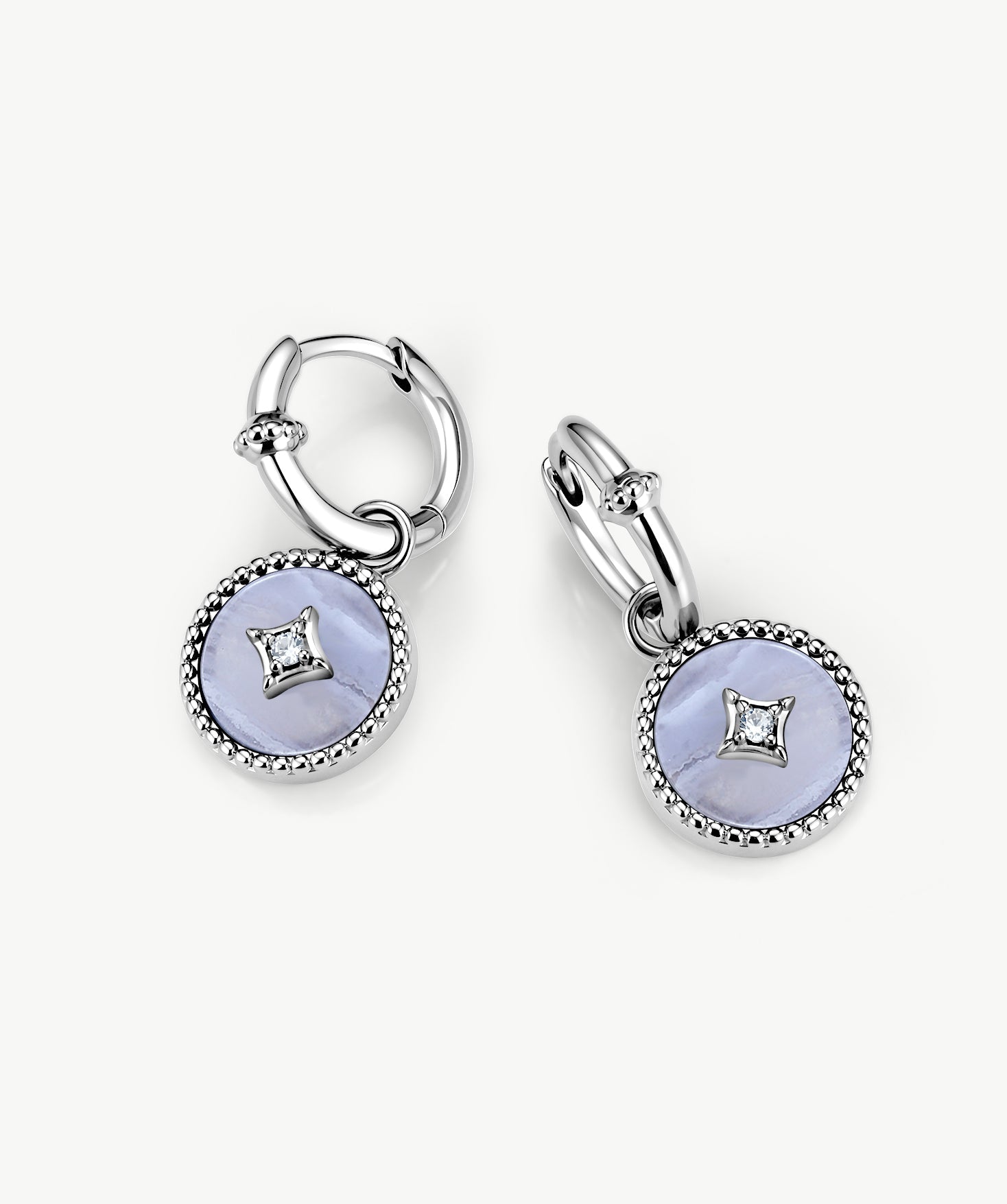 Blue Lace Agate Drop Hoop Earrings | Belvria