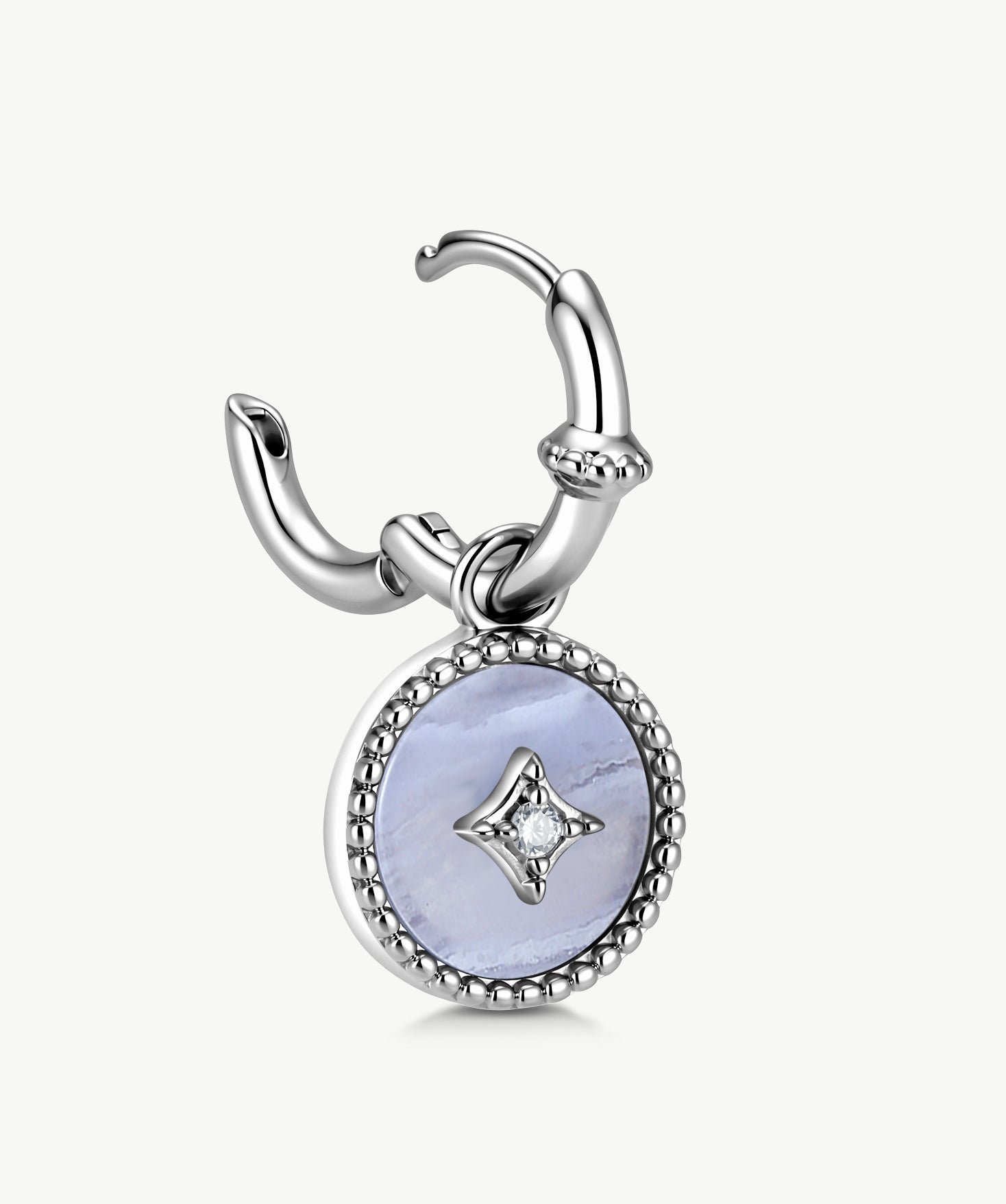 Blue Lace Agate Drop Hoop Earrings | Belvria