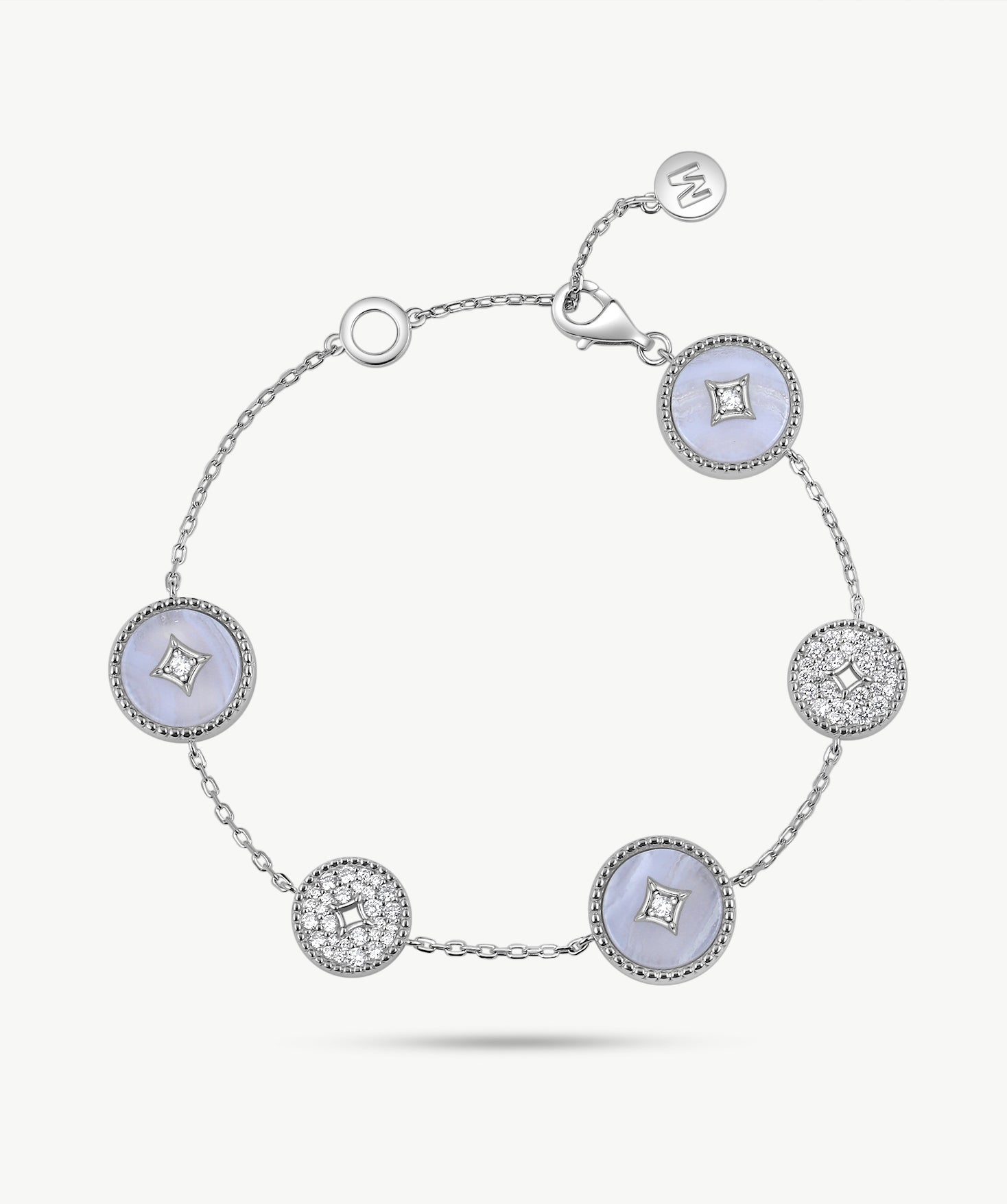 Blue Lace Agate Station Bracelet | Belvria