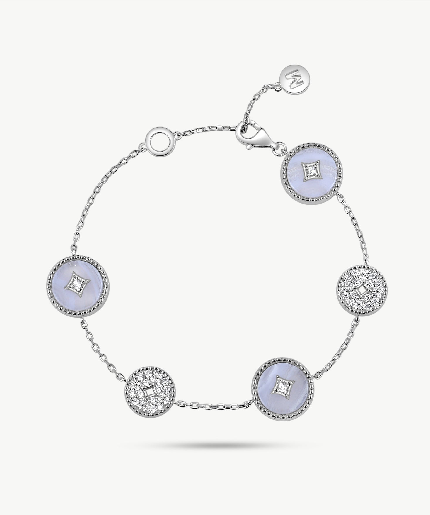 Blue Lace Agate Station Bracelet | Belvria