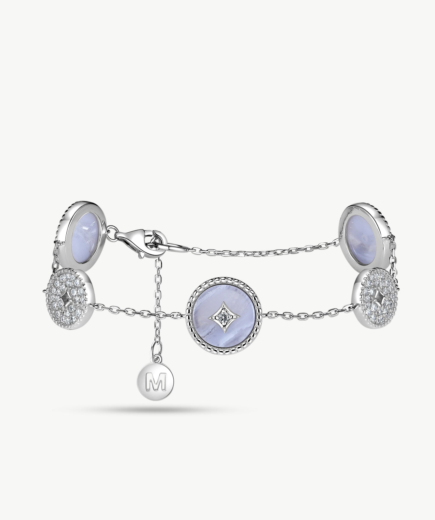 Blue Lace Agate Station Bracelet | Belvria