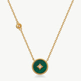 Gold Malachite Coin Pendant Necklace | Belvria