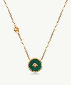 Gold Malachite Coin Pendant Necklace | Belvria