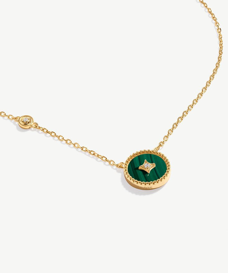 Gold Malachite Coin Pendant Necklace | Belvria