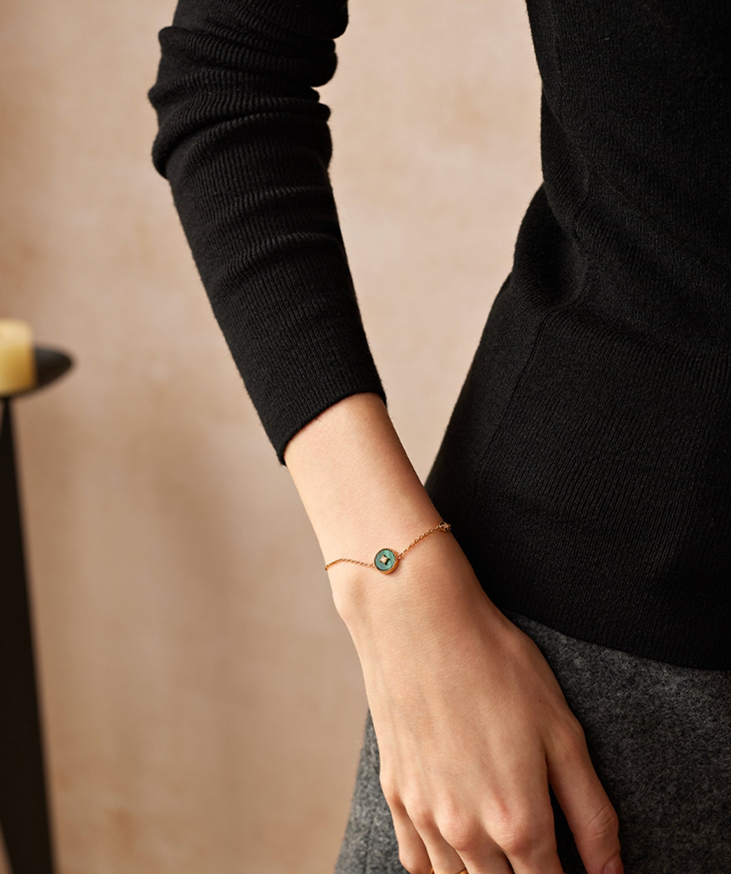 Malachite Bracelet in Gold Vermeil | Belvria
