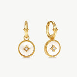 Gold Mother of Pearl Coin Drop Earrings | Belvria