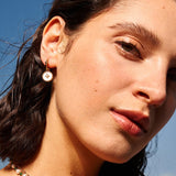 Gold Mother of Pearl Coin Drop Earrings | Belvria