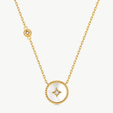 Gold Mother of Pearl Coin Pendant Necklace | Belvria