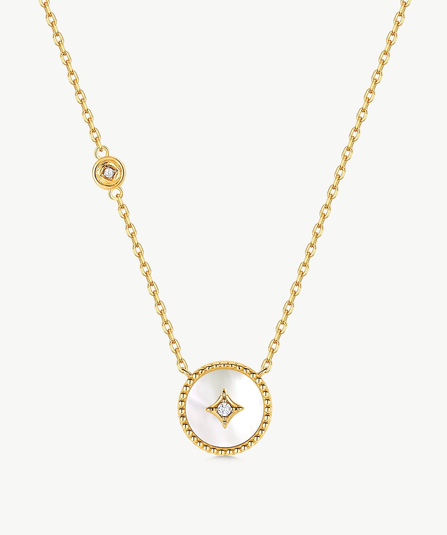 Gold Mother of Pearl Coin Pendant Necklace | Belvria