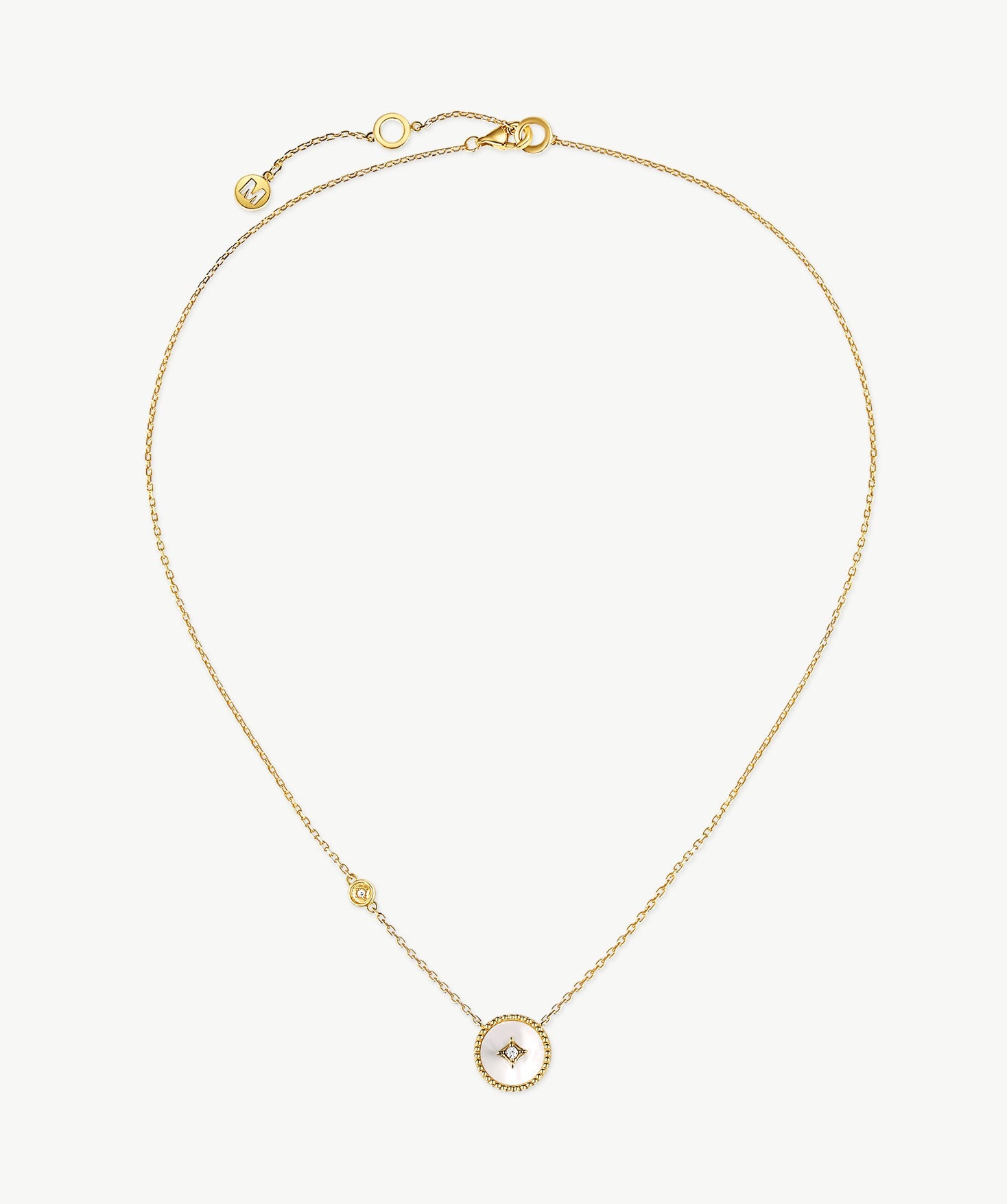 Gold Mother of Pearl Coin Pendant Necklace | Belvria