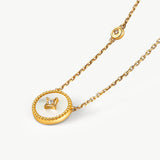 Gold Mother of Pearl Coin Pendant Necklace | Belvria