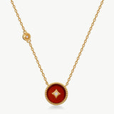 Gold Red Agate Coin Pendant Necklace | Belvria