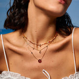 Gold Red Agate Coin Pendant Necklace | Belvria
