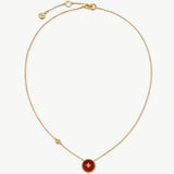 Gold Red Agate Coin Pendant Necklace | Belvria