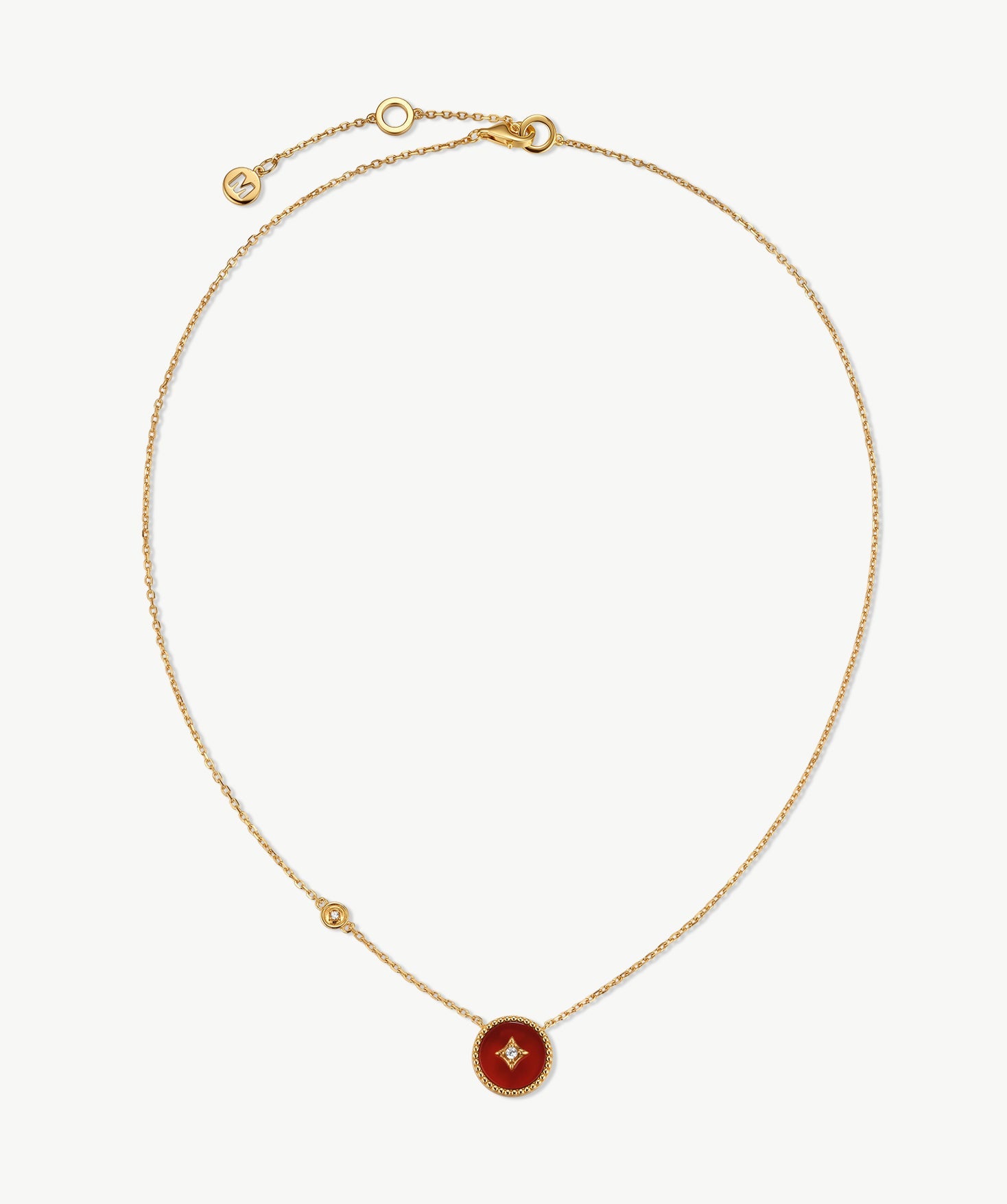 Gold Red Agate Coin Pendant Necklace | Belvria
