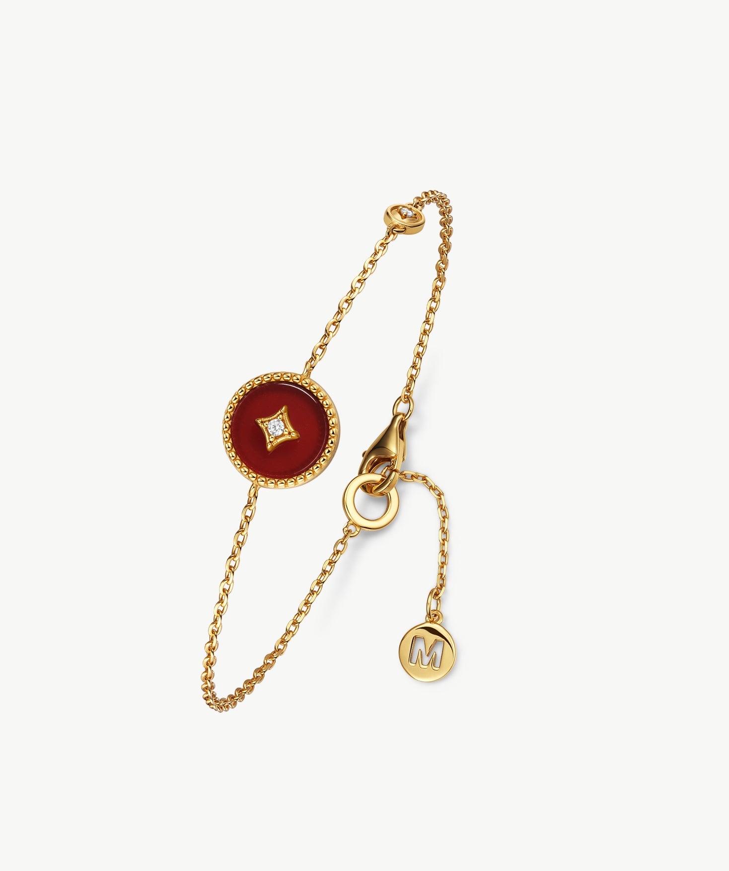 Red Agate Bracelet in Gold Vermeil | Belvria