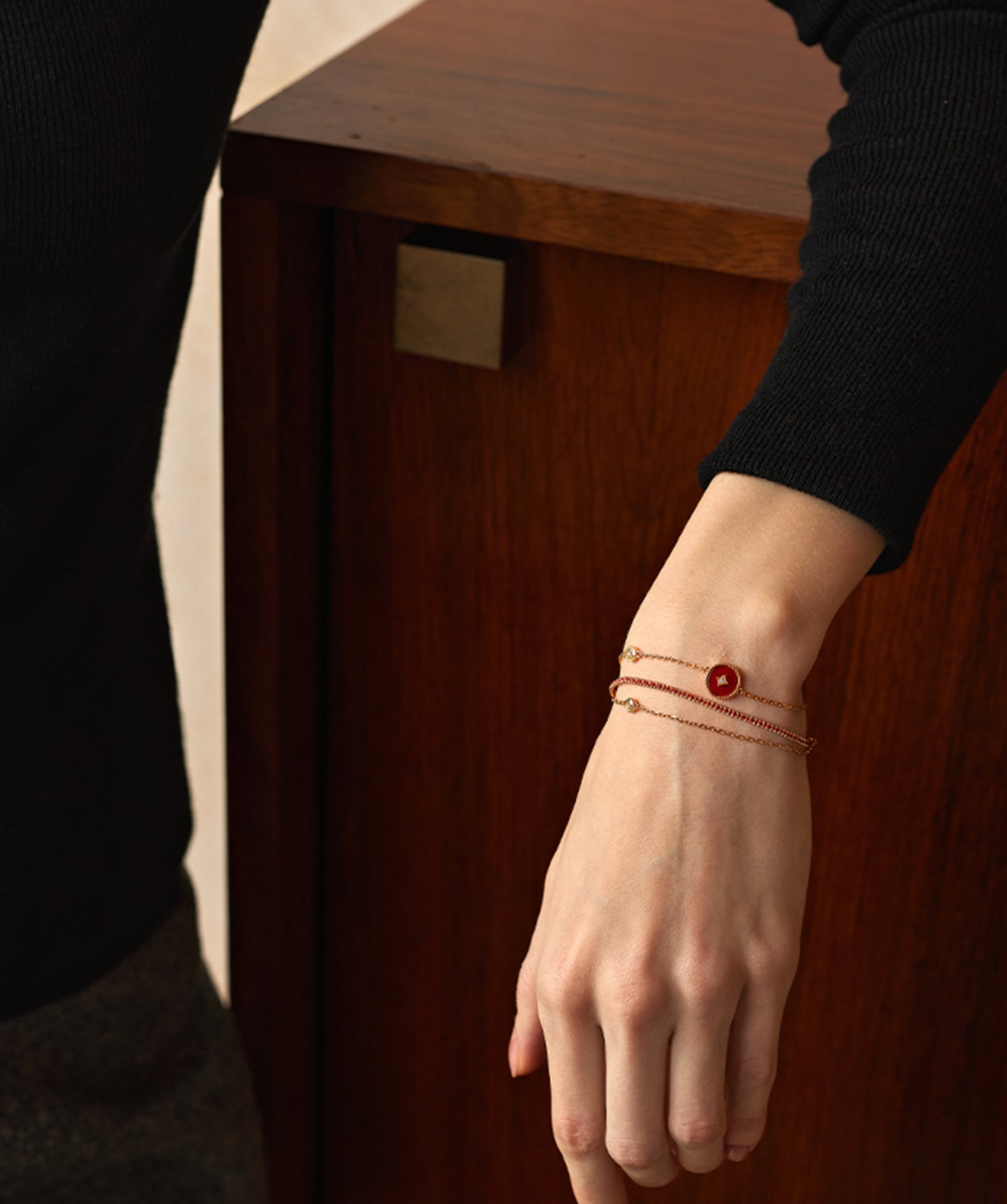 Red Agate Bracelet in Gold Vermeil | Belvria