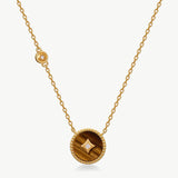 Gold Tiger Eye Coin Pendant Necklace | Belvria