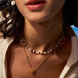 Gold Tiger Eye Coin Pendant Necklace | Belvria