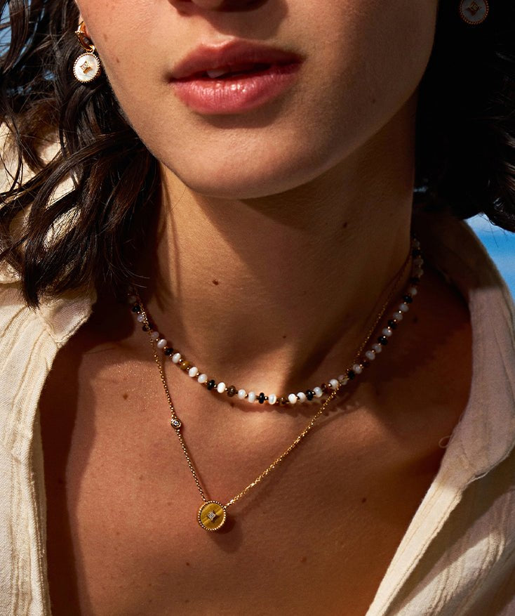 Gold Tiger Eye Coin Pendant Necklace | Belvria
