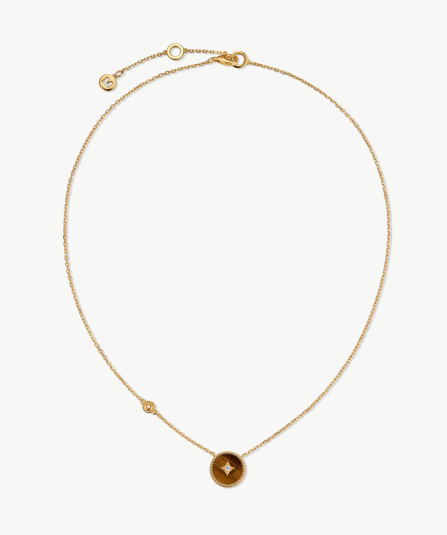 Gold Tiger Eye Coin Pendant Necklace | Belvria
