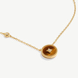 Gold Tiger Eye Coin Pendant Necklace | Belvria