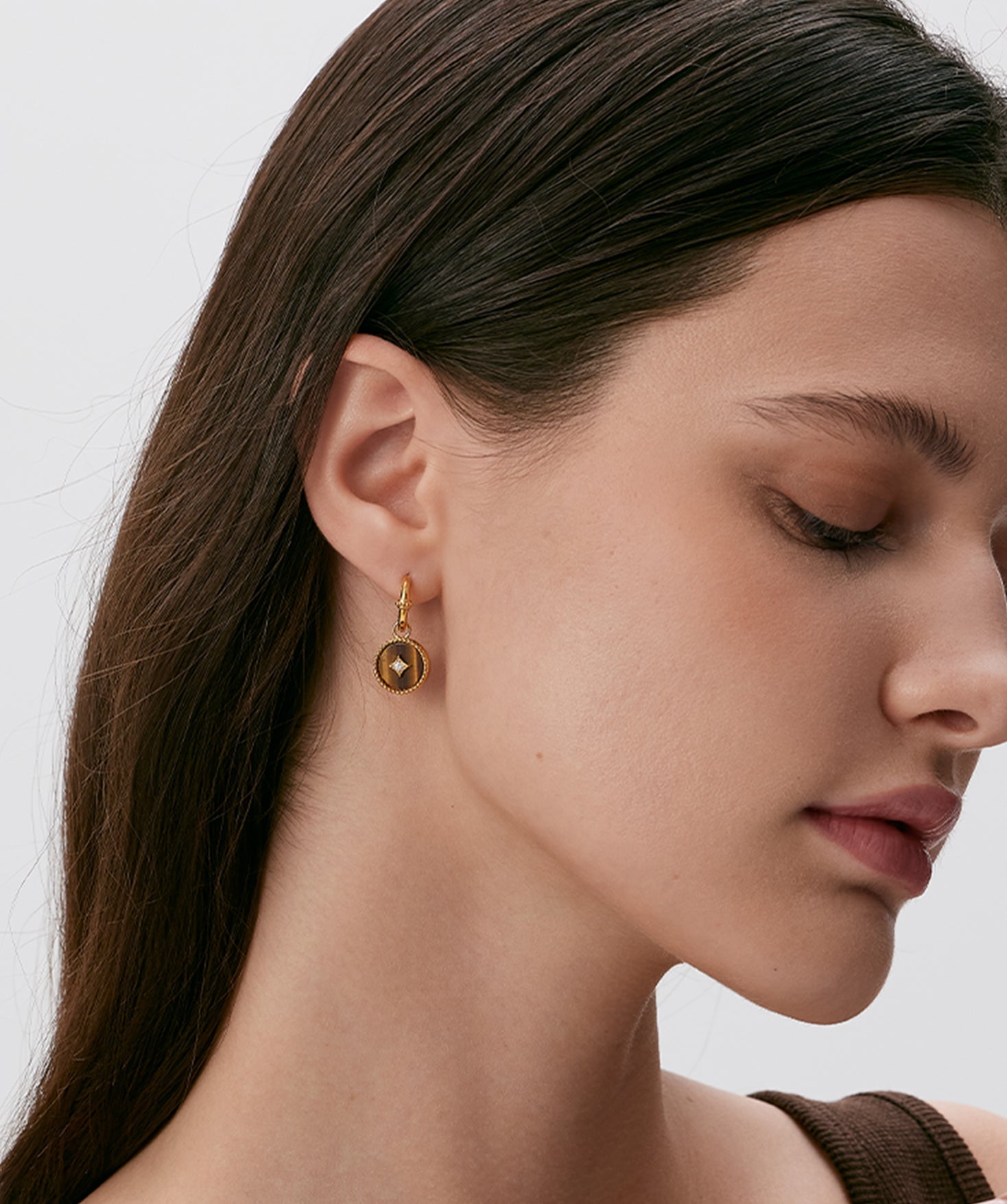 Tiger Eye Detachable Hoop Earrings | Belvria