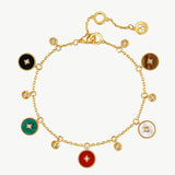 Gold Multi-Gemstone Coin Charm Bracelet | Belvria