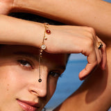 Gold Multi-Gemstone Coin Charm Bracelet | Belvria