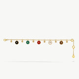 Gold Multi-Gemstone Coin Charm Bracelet | Belvria