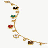 Gold Multi-Gemstone Coin Charm Bracelet | Belvria