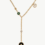 Gold Multi-Gemstone Long Charm Necklace | Belvria