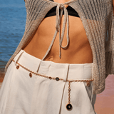 Gold Multi-Gemstone Long Charm Necklace | Belvria