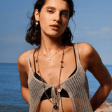 Gold Multi-Gemstone Long Charm Necklace | Belvria