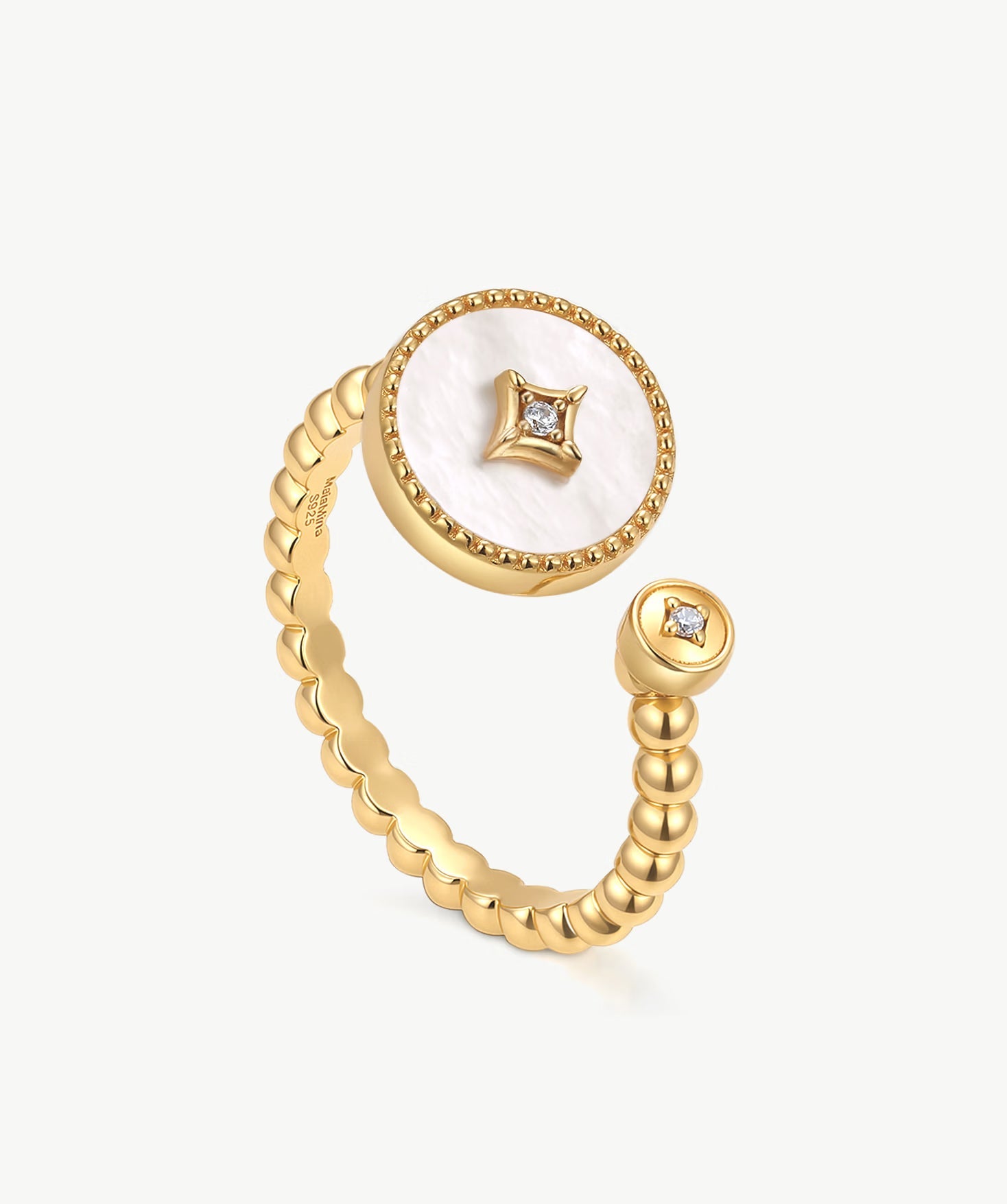 Gold Mother of Pearl Open Ring | Belvria