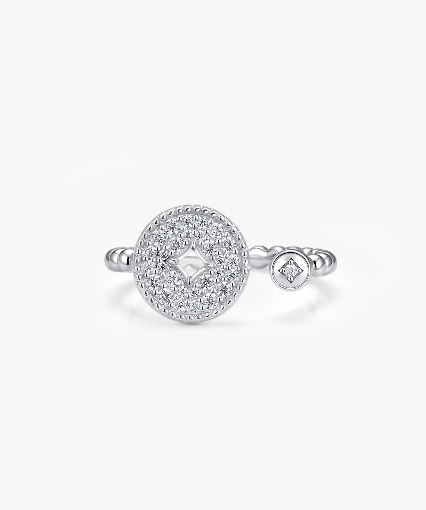 Silver Pavé Coin-Inspired Open Ring | Belvria